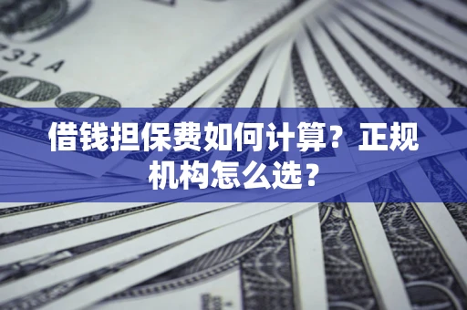武汉借钱担保费如何计算？正规机构怎么选？